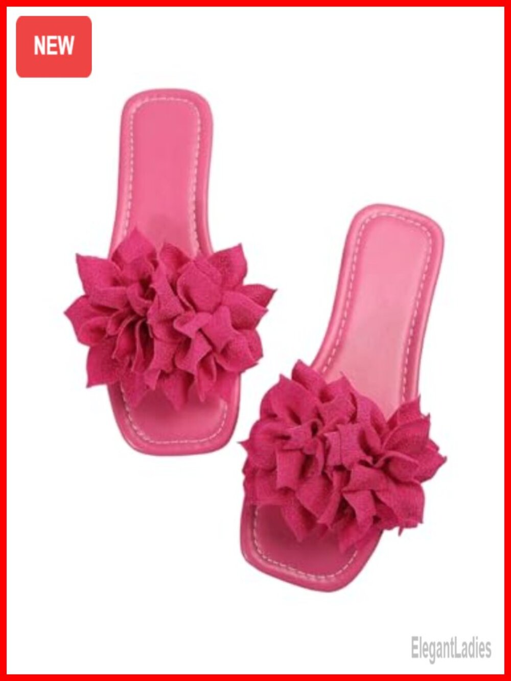 3D Floral Open Toe Flat Sandals Slide Slippers Summer Beach Wedding